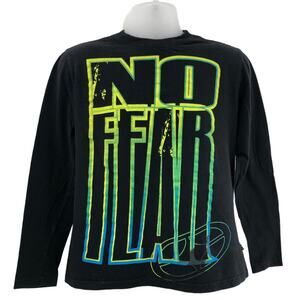 No Fear SMALL Black Neon Yellow Green Bold Font Graphic Cotton Tee T-shirt Top